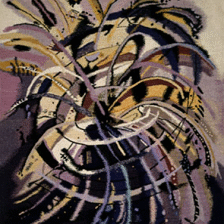 3 Abstract artwork with swirling lines and earthy tones.